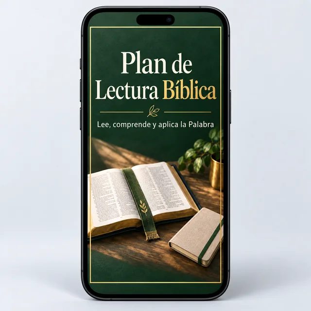 Mockup del ebook Plan de Lectura Bíblica en la pantalla de un celular