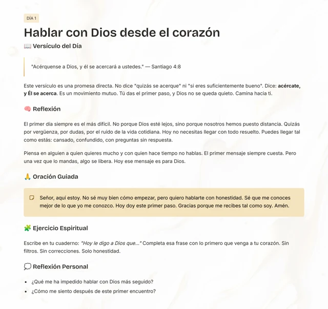 Página 5 real de Guía de Oración Diaria: día 1